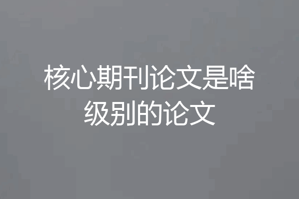 核心期刊论文是啥级别的论文