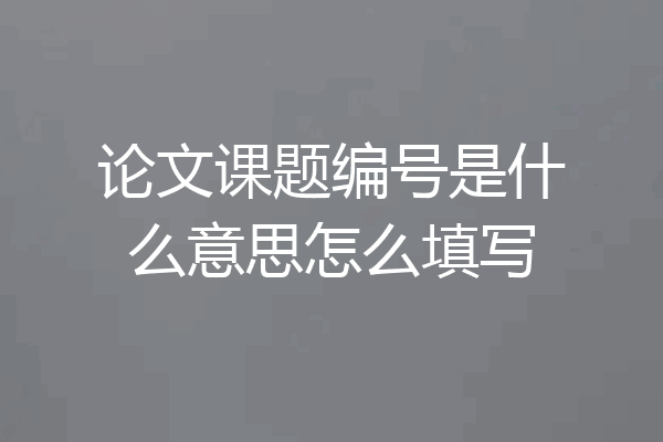 论文课题编号是什么意思怎么填写