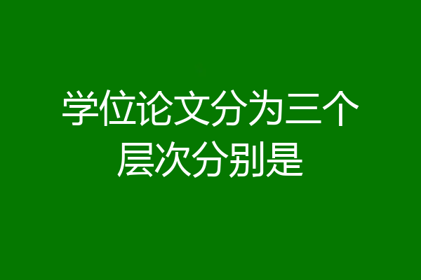 学位论文分为三个层次分别是