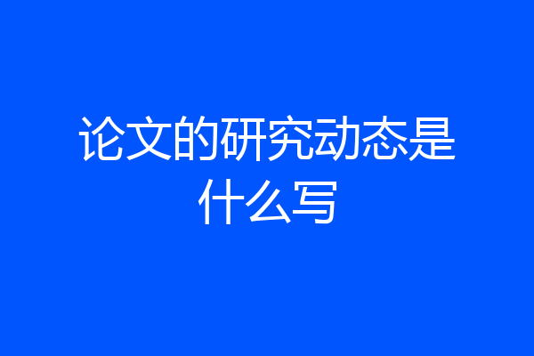 论文的研究动态是什么写