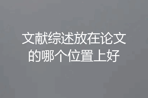 文献综述放在论文的哪个位置上好