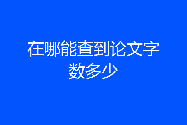 在哪能查到论文字数多少