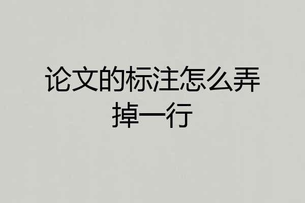 论文的标注怎么弄掉一行