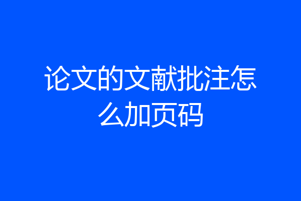 论文的文献批注怎么加页码
