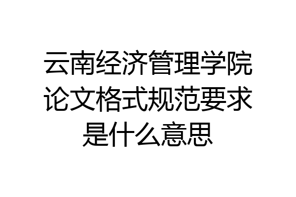 云南经济管理学院论文格式规范要求是什么意思