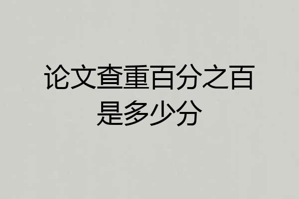 论文查重百分之百是多少分