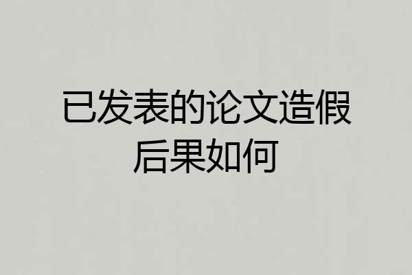 已发表的论文造假后果如何