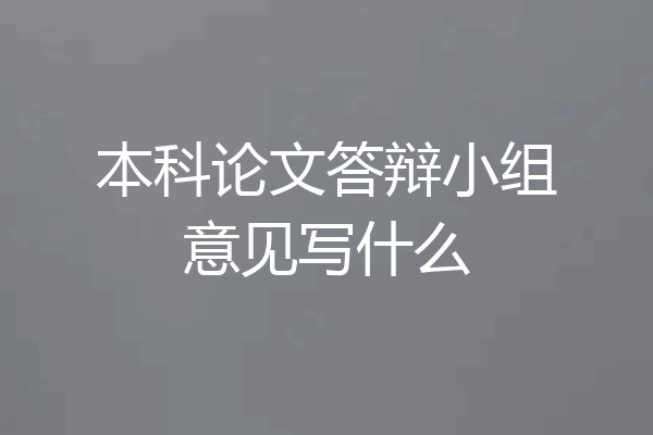 本科论文答辩小组意见写什么
