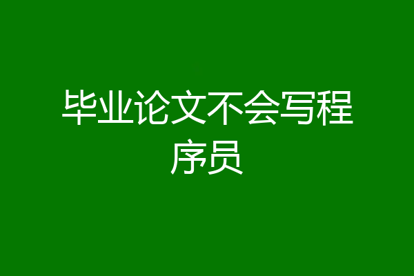 毕业论文不会写程序员