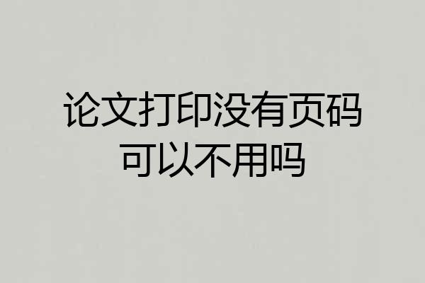 论文打印没有页码可以不用吗