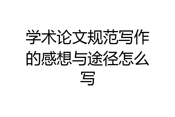 学术论文规范写作的感想与途径怎么写