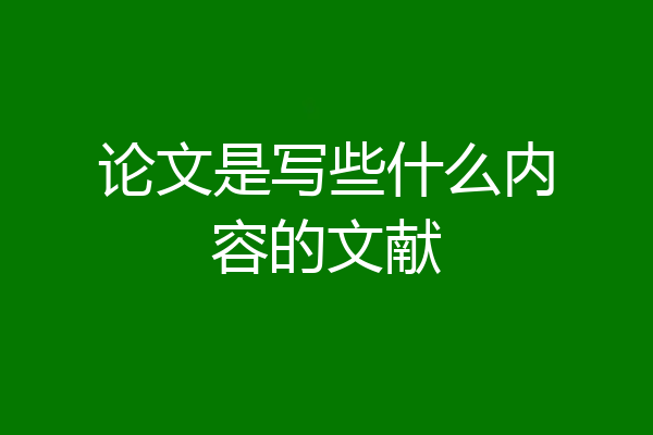 论文是写些什么内容的文献