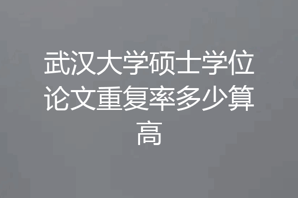 武汉大学硕士学位论文重复率多少算高
