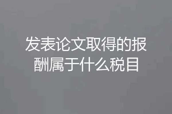 发表论文取得的报酬属于什么税目