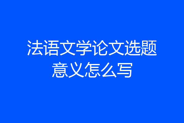 法语文学论文选题意义怎么写