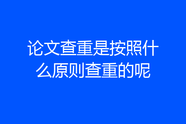 论文查重是按照什么原则查重的呢