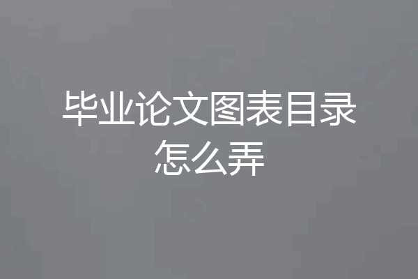 毕业论文图表目录怎么弄