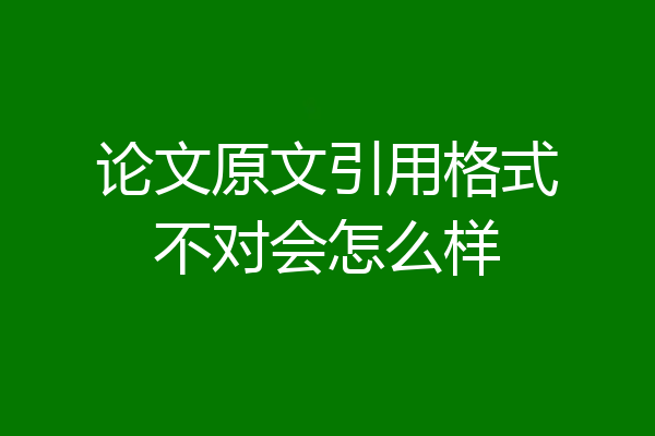 论文原文引用格式不对会怎么样