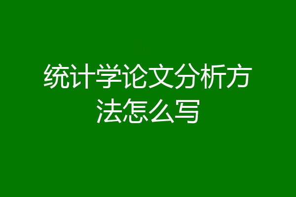 统计学论文分析方法怎么写