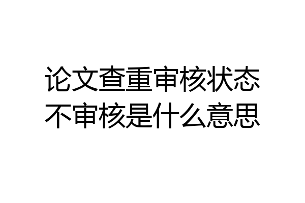 论文查重审核状态不审核是什么意思