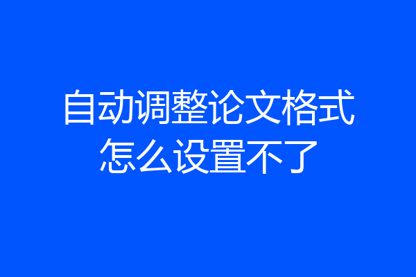 自动调整论文格式怎么设置不了