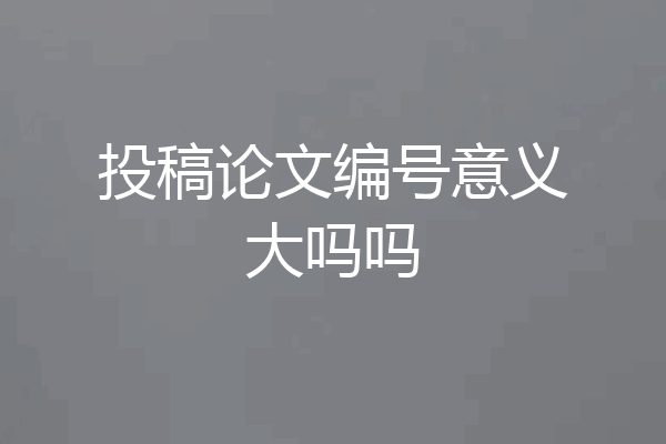 投稿论文编号意义大吗吗