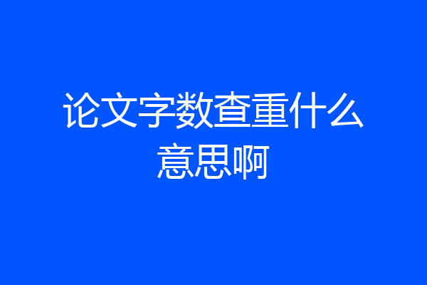 论文字数查重什么意思啊