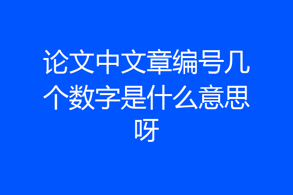 论文中文章编号几个数字是什么意思呀
