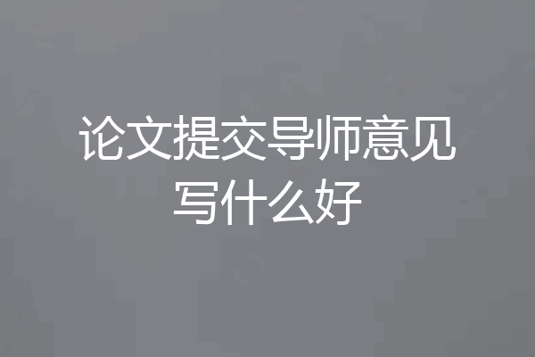 论文提交导师意见写什么好