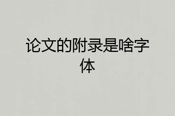 论文的附录是啥字体
