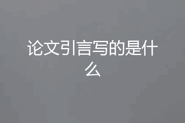 论文引言写的是什么