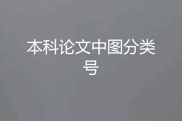 本科论文中图分类号