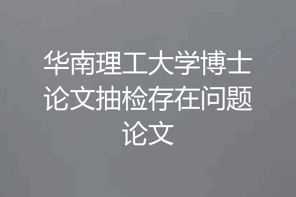 华南理工大学博士论文抽检存在问题论文