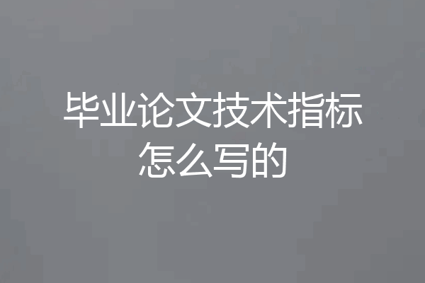 毕业论文技术指标怎么写的