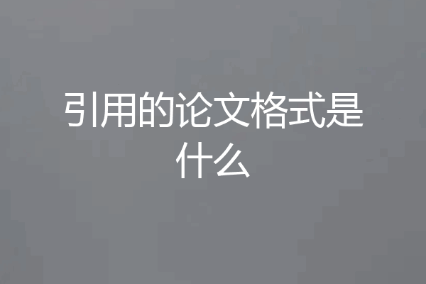 引用的论文格式是什么