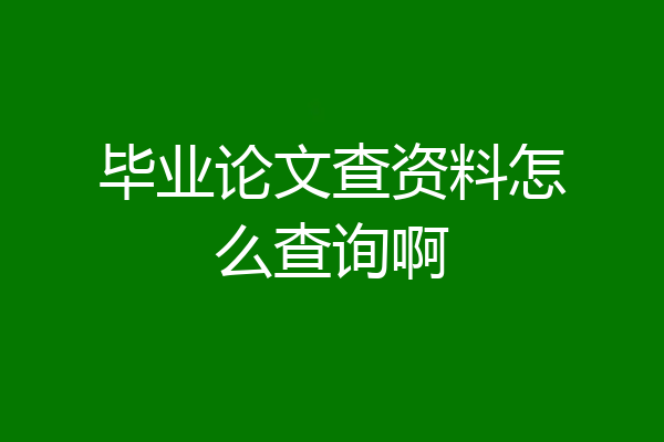 毕业论文查资料怎么查询啊