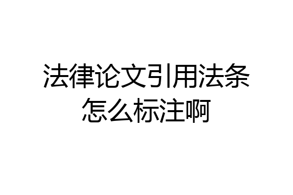 法律论文引用法条怎么标注啊