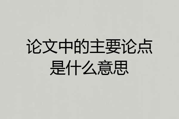 论文中的主要论点是什么意思