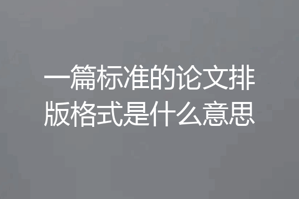 一篇标准的论文排版格式是什么意思
