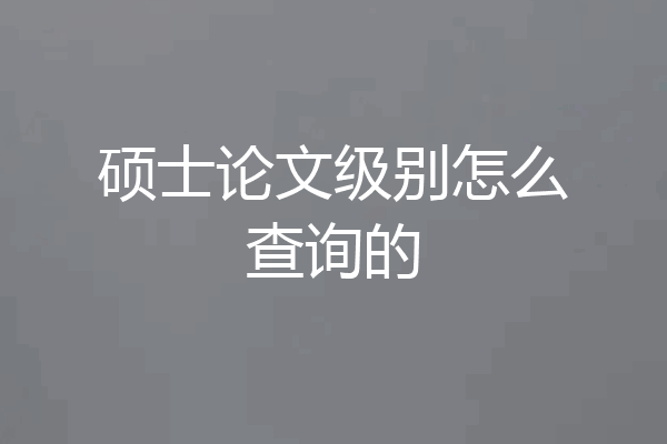 硕士论文级别怎么查询的