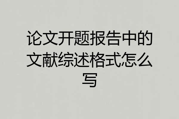 论文开题报告中的文献综述格式怎么写