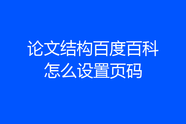 论文结构百度百科怎么设置页码