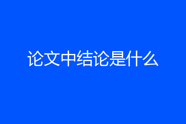 论文中结论是什么