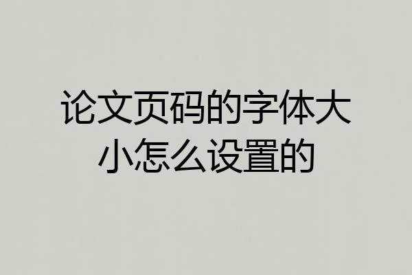 论文页码的字体大小怎么设置的