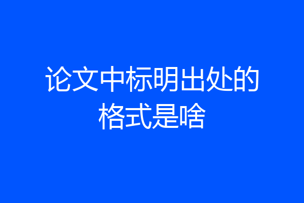 论文中标明出处的格式是啥