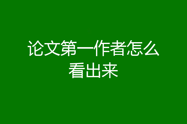 论文第一作者怎么看出来
