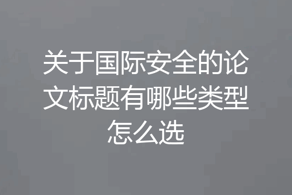 关于国际安全的论文标题有哪些类型怎么选