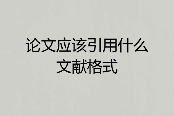 论文应该引用什么文献格式