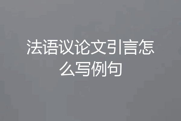 法语议论文引言怎么写例句