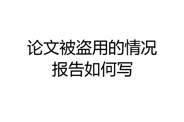 论文被盗用的情况报告如何写